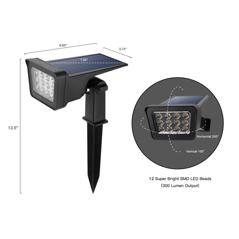 IP65 étanche à l'eau extérieure LED paysage réglable éclairage solaire projecteurs pour jardin