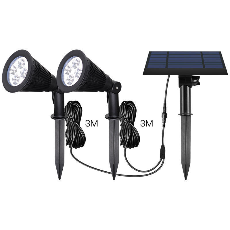 Paysages extérieurs ABS double tête Lumière solaire de jardin avec sécurité 2- et fil