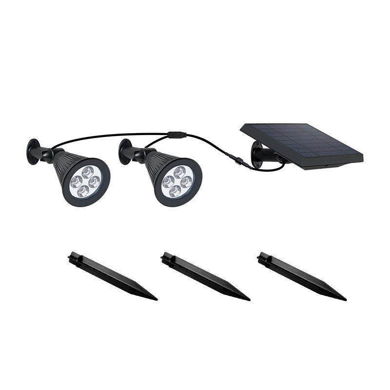 Paysages extérieurs ABS double tête Lumière solaire de jardin avec sécurité 2- et fil
