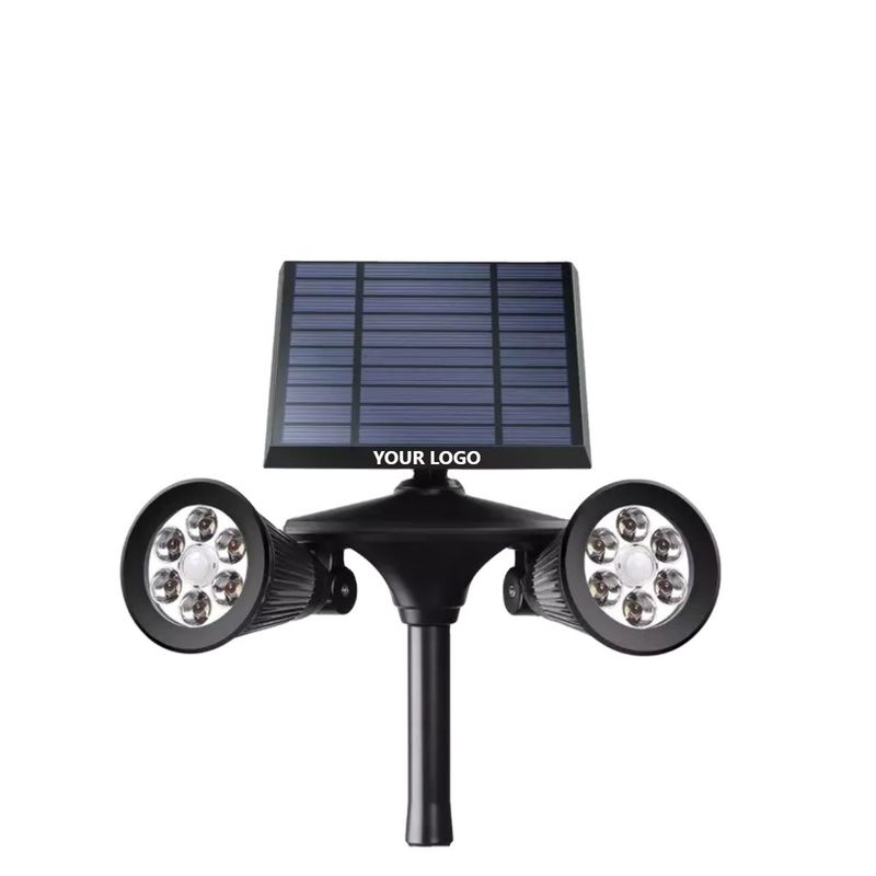 201 Plastique en acier inoxydable à double tête Lampes solaires extérieures Capteurs de mouvement