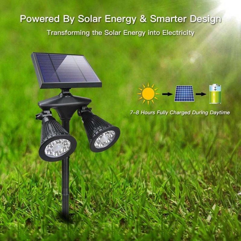 201 Plastique en acier inoxydable à double tête Lampes solaires extérieures Capteurs de mouvement