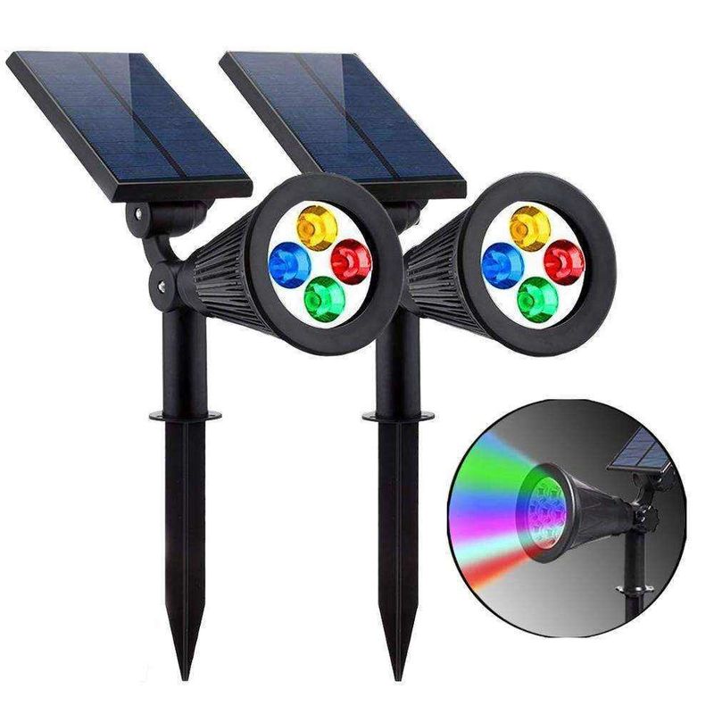 2 en 1 lumière solaire de jardin RGB LED de changement de couleur pour l'extérieur de la pelouse