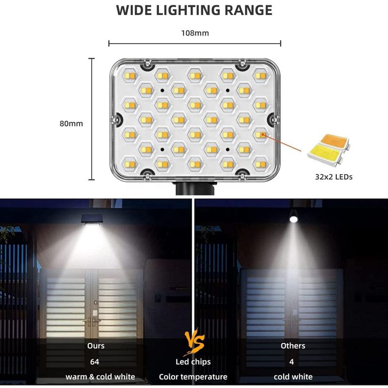 Lampes phares à énergie solaire LED pour jardin IP65 étanche à l'eau