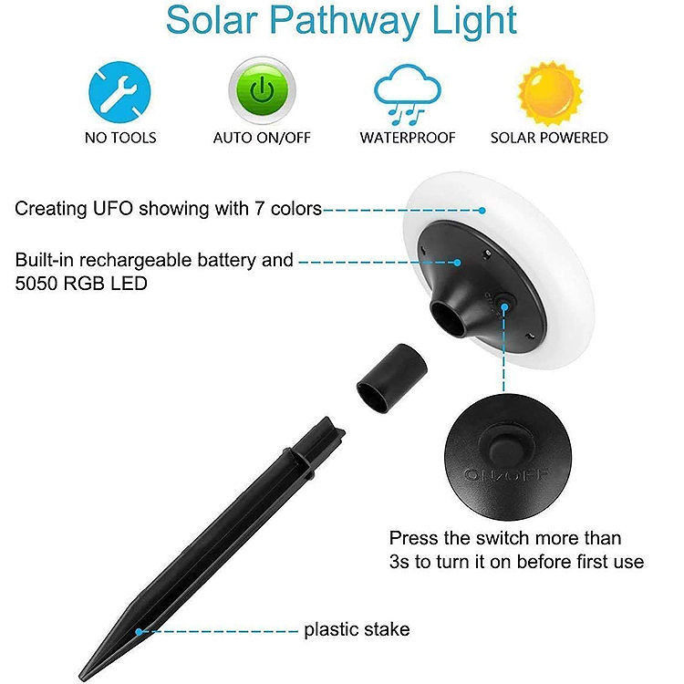 Lumières solaires extérieures 7 couleurs changeantes Lumières solaires pour l'éclairage du jardin