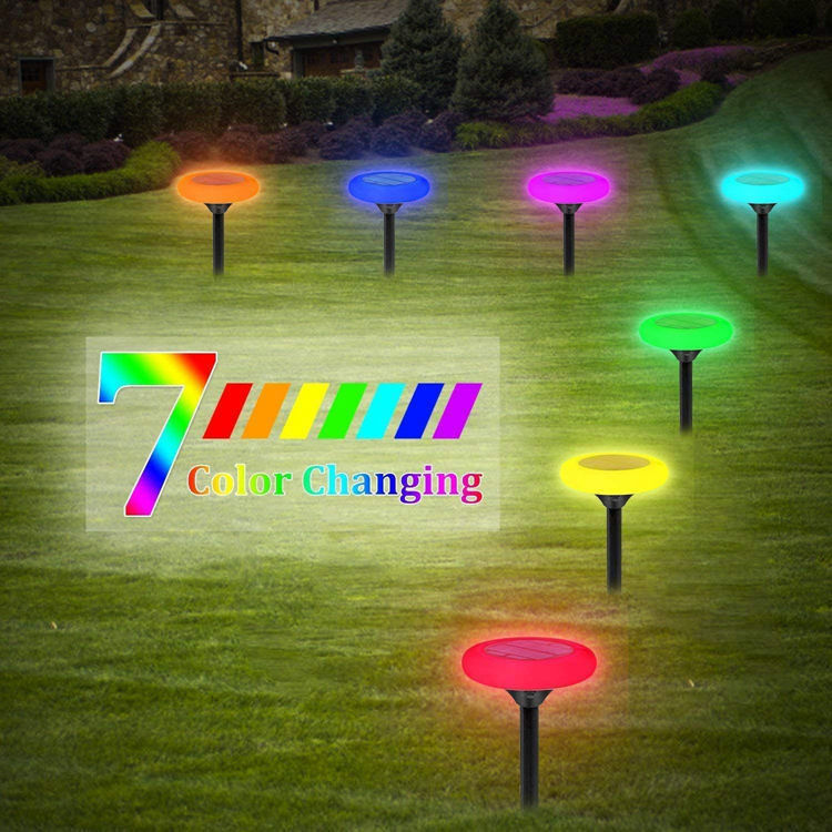 Lumières solaires extérieures 7 couleurs changeantes Lumières solaires pour l'éclairage du jardin
