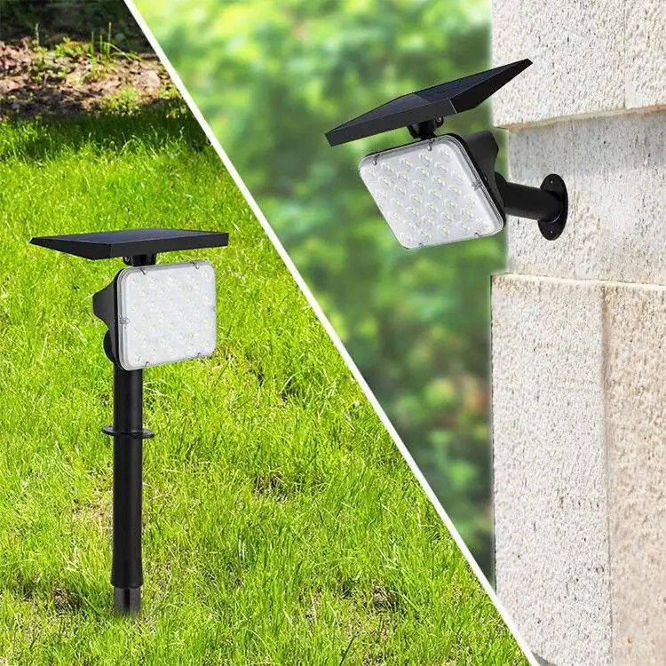 Lumière de jardin à 64 LED à énergie solaire IP65 Éclairage de scène de paysage extérieur 2 en 1