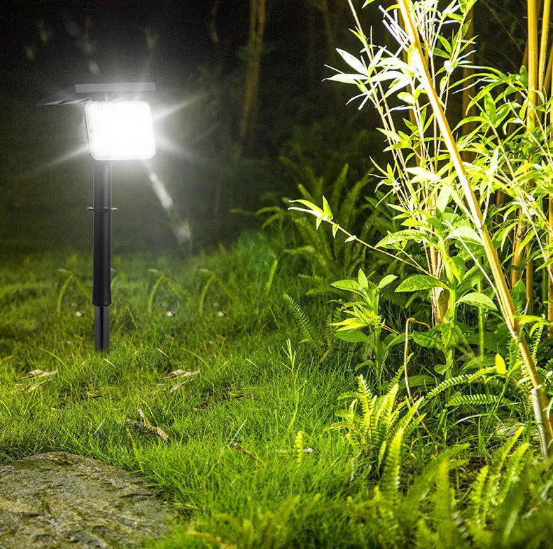 Lumière de jardin à 64 LED à énergie solaire IP65 Éclairage de scène de paysage extérieur 2 en 1