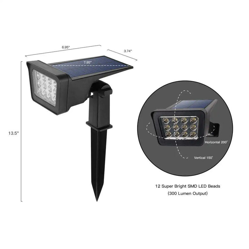 Support Dimmer 100lm/w Lampes à haute efficacité lumineuse Led solaire mur de jardin et sol