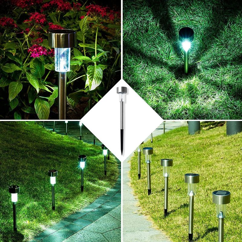 Éclairage solaire direct à LED pour jardins en acier inoxydable