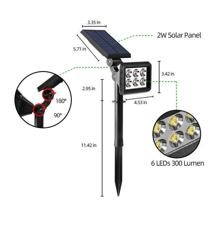 Lumière solaire de jardin avec une tension d'entrée de 3,7 V