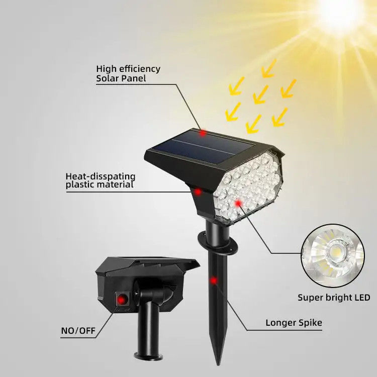 24 LEDs Lampes solaires à LED pour le chemin de la cour du paysage de la pelouse