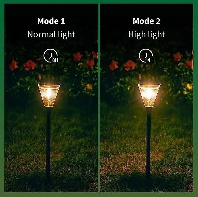 Indice de rendu des couleurs 80 Ra Outdoor alimenté par l'énergie solaire Blanc chaud 2 modes LED Lumières de pelouse de chemin de jardin