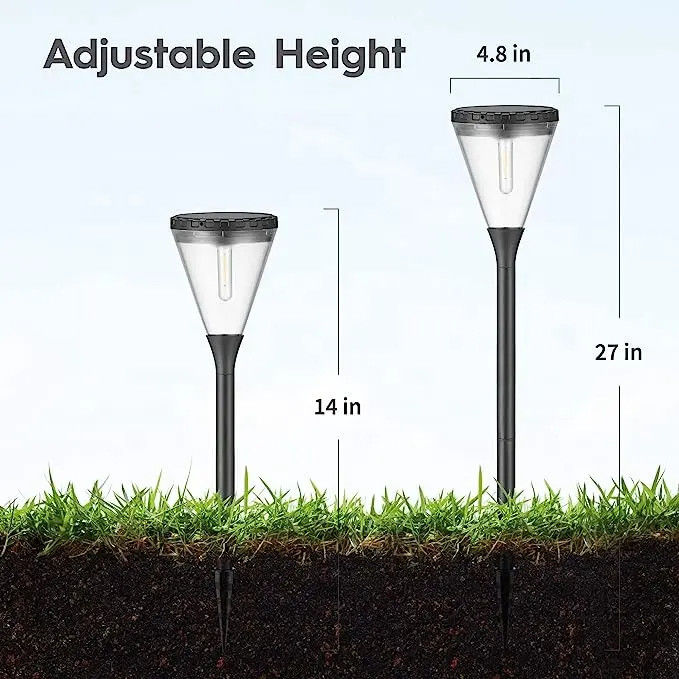 Indice de rendu des couleurs 80 Ra Outdoor alimenté par l'énergie solaire Blanc chaud 2 modes LED Lumières de pelouse de chemin de jardin