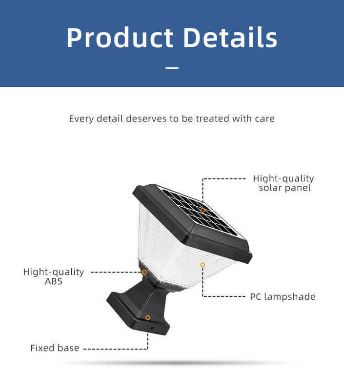 Éclairage extérieur imperméable à l'eau IP65 Post éclairage de jardin Spike Led Porte lampe de pilier solaire avec ABS