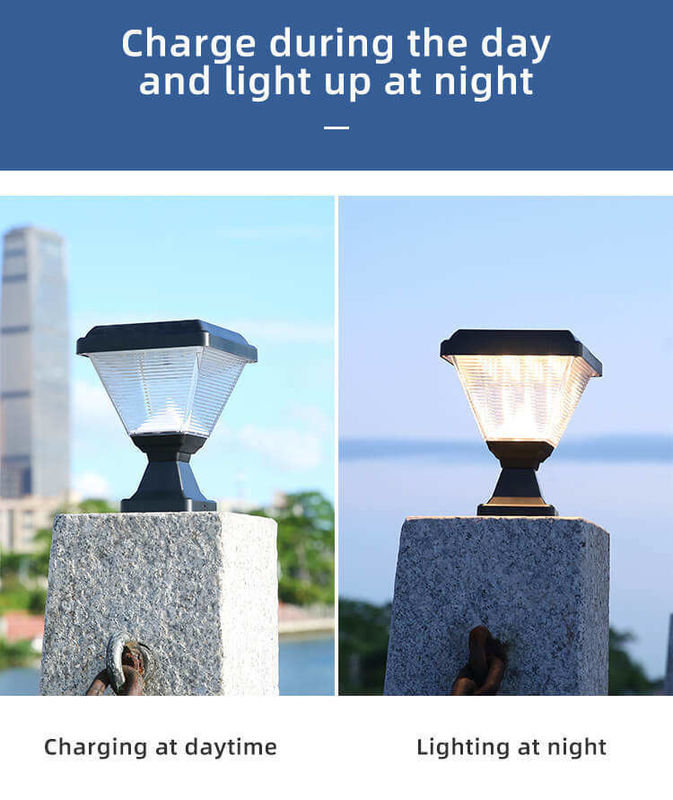 Éclairage extérieur imperméable à l'eau IP65 Post éclairage de jardin Spike Led Porte lampe de pilier solaire avec ABS