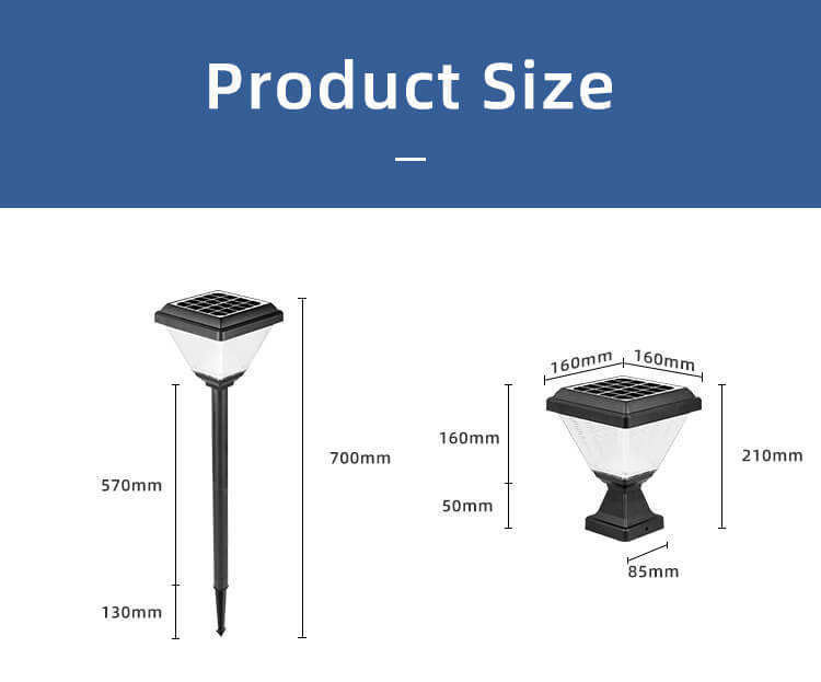 Éclairage extérieur imperméable à l'eau IP65 Post éclairage de jardin Spike Led Porte lampe de pilier solaire avec ABS