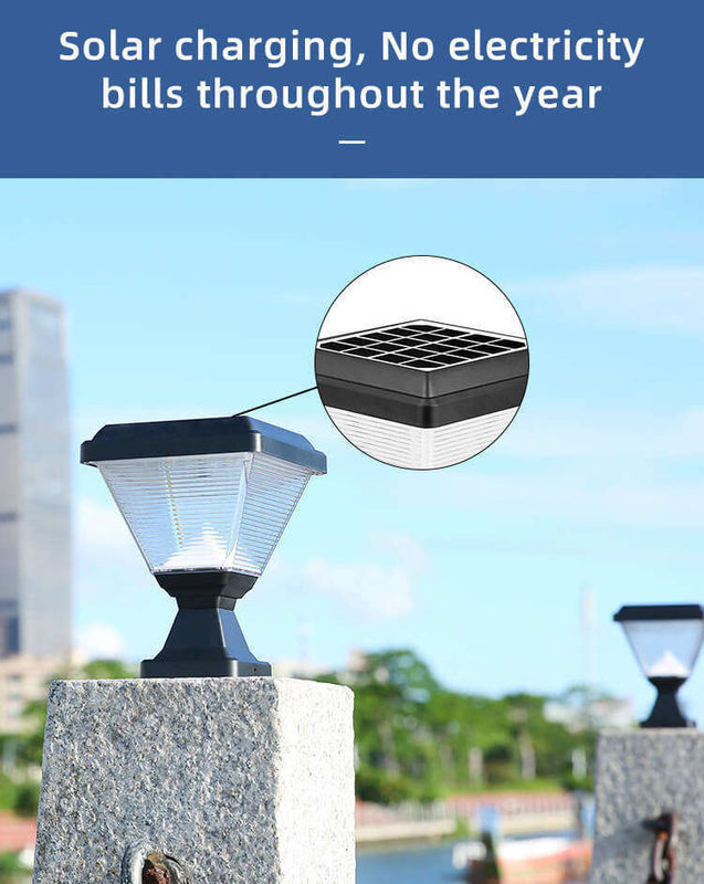 Éclairage extérieur imperméable à l'eau IP65 Post éclairage de jardin Spike Led Porte lampe de pilier solaire avec ABS
