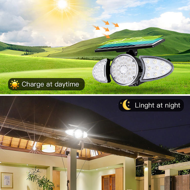 IP65 Capteur de mouvement à énergie solaire Lampes solaires de sécurité d'urgence extérieure Jardin Lampes murales solaires