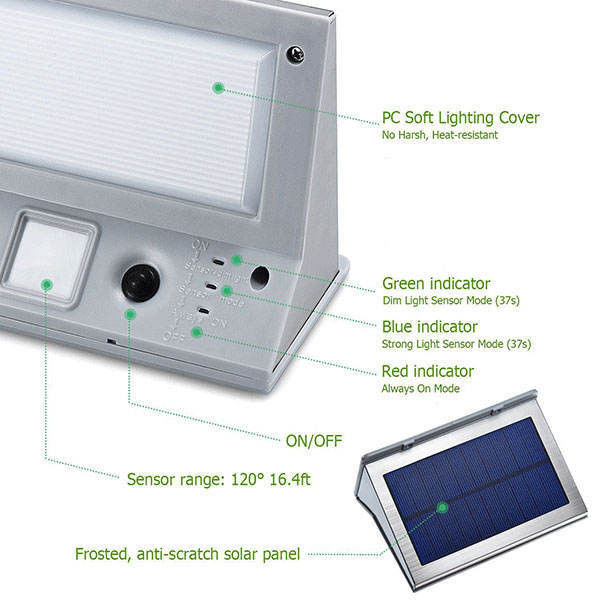 Lumière de jardin à capteur solaire extérieur et lampe de rue solaire à LED