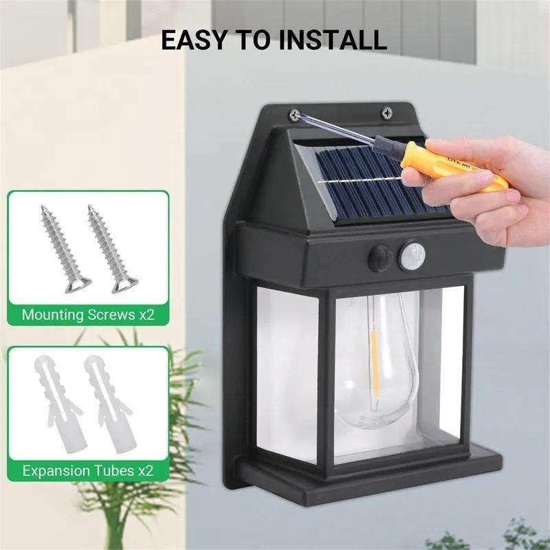 Lampe murale solaire imperméable à l'eau de 80lm/w pour la décoration de jardin de cour avec capteur de mouvement