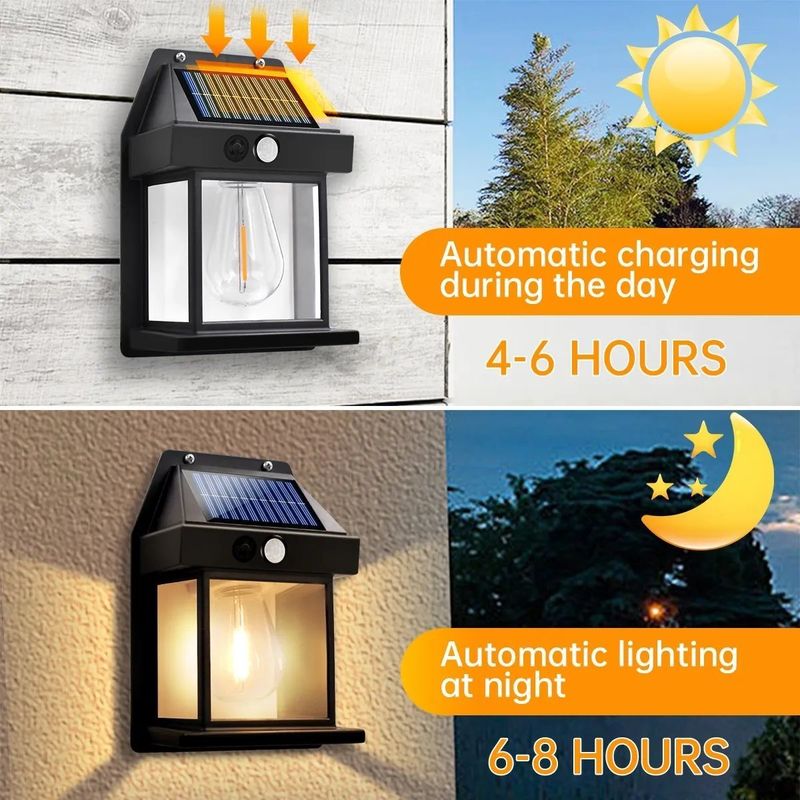 Lampe murale solaire imperméable à l'eau de 80lm/w pour la décoration de jardin de cour avec capteur de mouvement