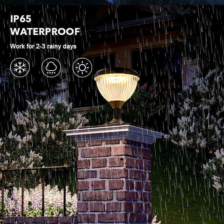 Lampe à tête à colonne solaire pour l'éclairage extérieur du patio