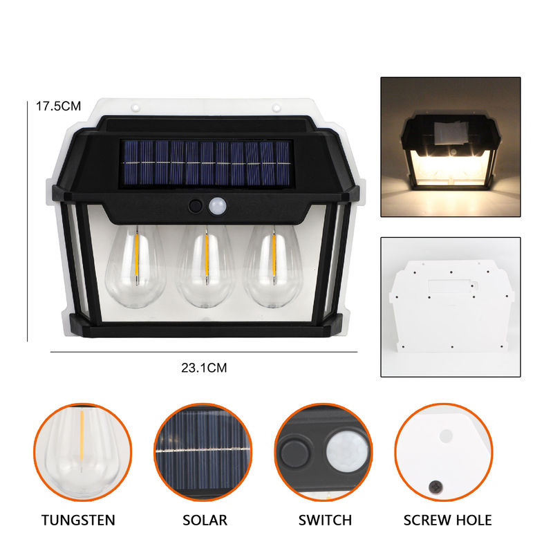 Lumière à trois sources lumineuses personnalisables à charge solaire à induction pour PC ABS