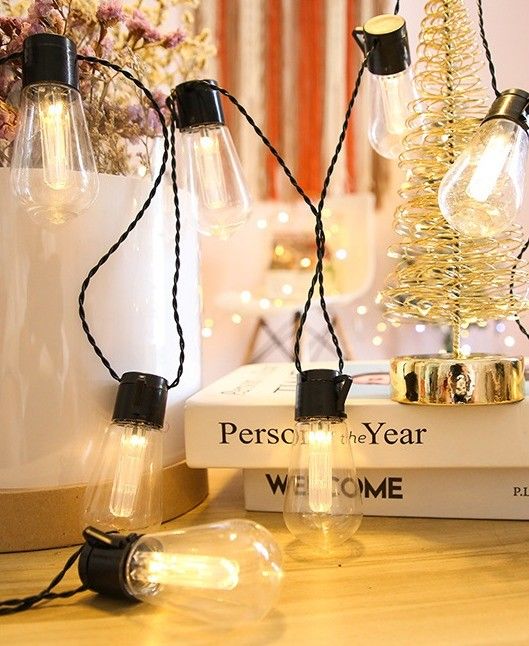 Lumières solaires LED Edison ampoule pour décorations de Noël extérieures patio 6lm 1-