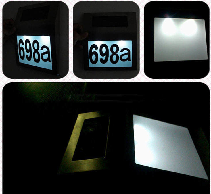 Flux lumineux élevé Numéro de lumière solaire Indicatif d'adresse Éclairage de plaque de porte pour mur extérieur