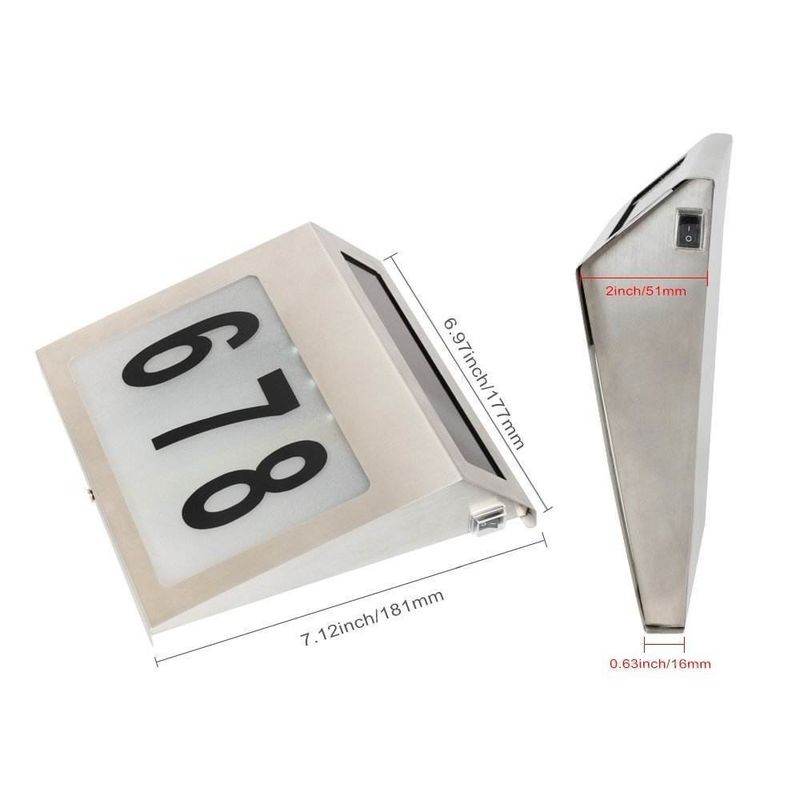 Flux lumineux élevé Numéro de lumière solaire Indicatif d'adresse Éclairage de plaque de porte pour mur extérieur