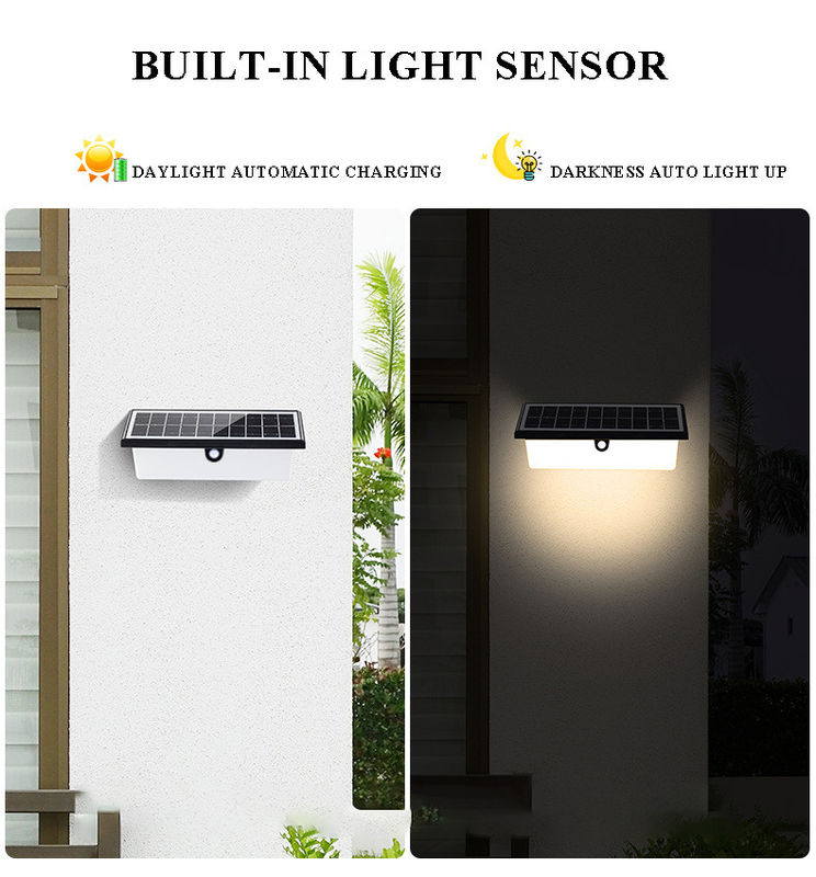 Lumière solaire étanche à l'eau à l'extérieur LED capteur de mouvement lampe de décoration pour le mur de jardin