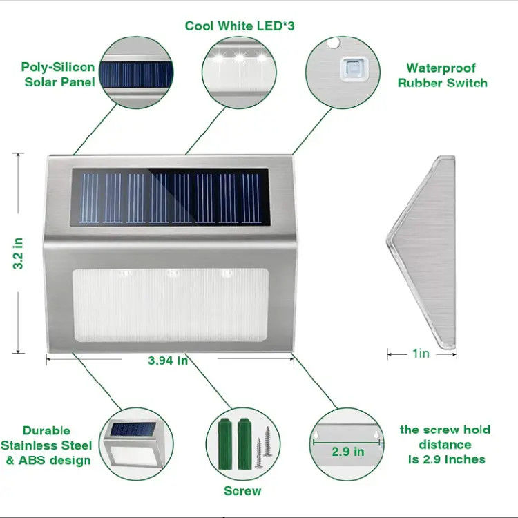 Éclairage de terrasse solaire en acier inoxydable extérieur pour la clôture de jardin de balcon