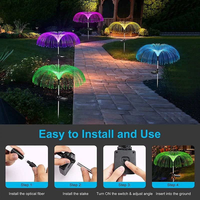 Atmosphère Lumières décoratives pour l'espace de la villa imperméable à l'eau LED à fibre optique Méduse