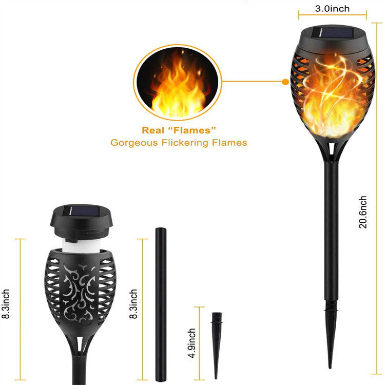 Lumière LED solaire pour la danse Flamme clignotante Paysage de la cour étanche à l'air libre