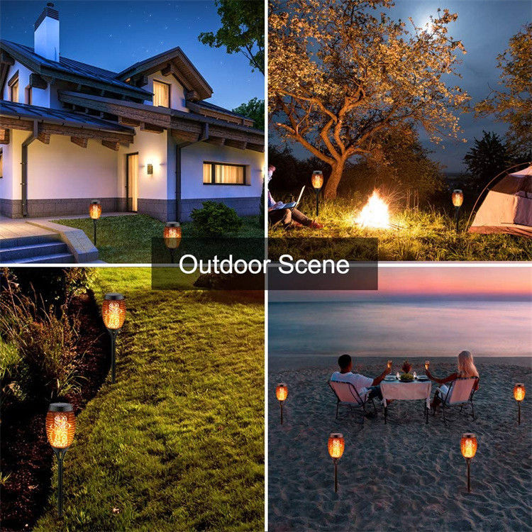 Lumière LED solaire pour la danse Flamme clignotante Paysage de la cour étanche à l'air libre