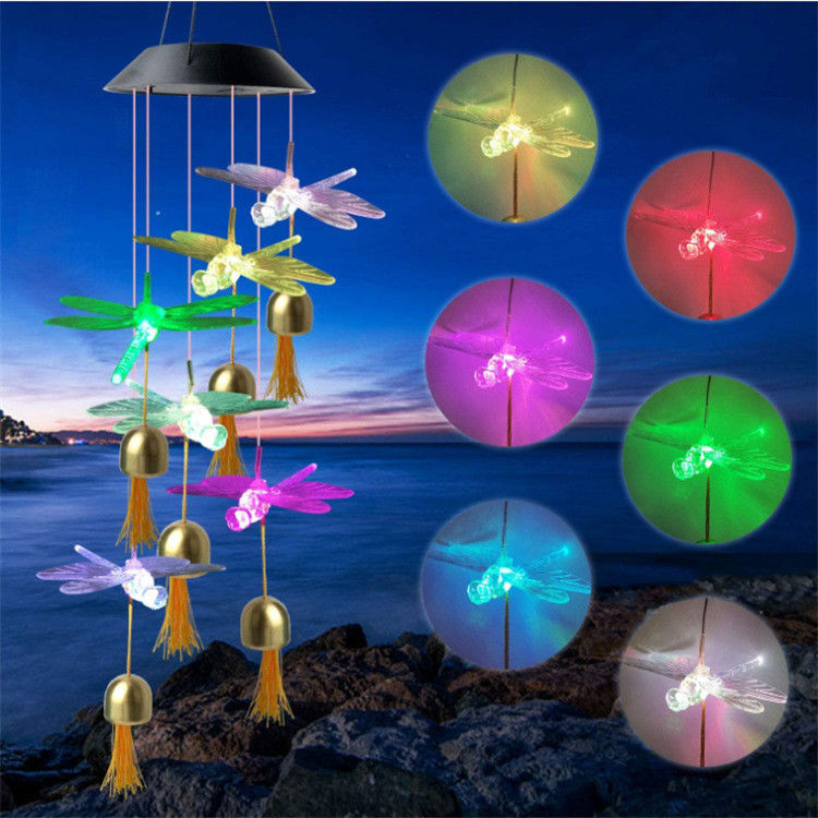 Lampe à cloche à vent de jardin Chimes à vent solaire Lumière pour décor de papillon intérieur personnalisable