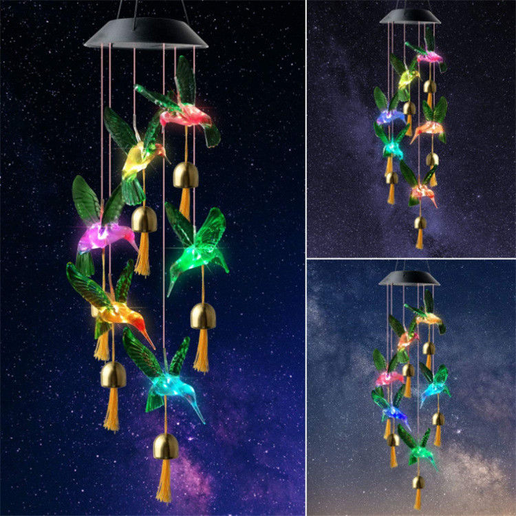 Lampe à cloche à vent de jardin Chimes à vent solaire Lumière pour décor de papillon intérieur personnalisable