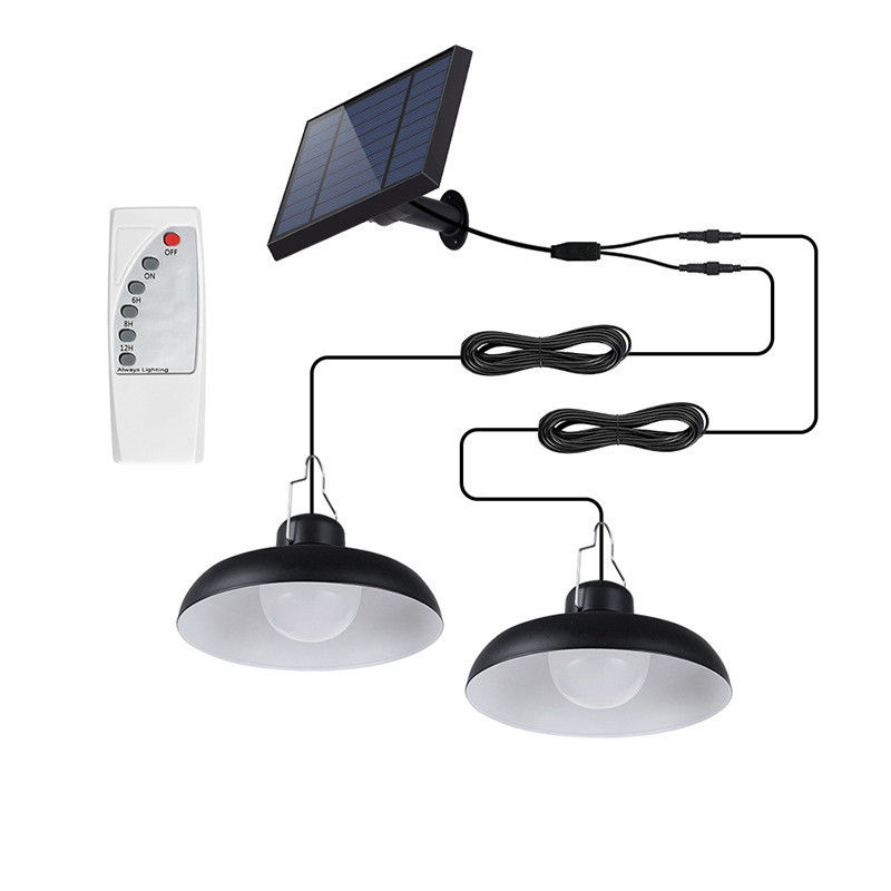 1 kg Lumière suspendue à double tête étanche à l'eau à l'énergie solaire pour lampe à guirlande