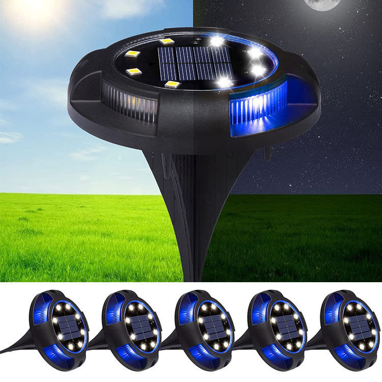 Lumières à disque solaire pour les sentiers de paysage patio jardin extérieur à LED étanche
