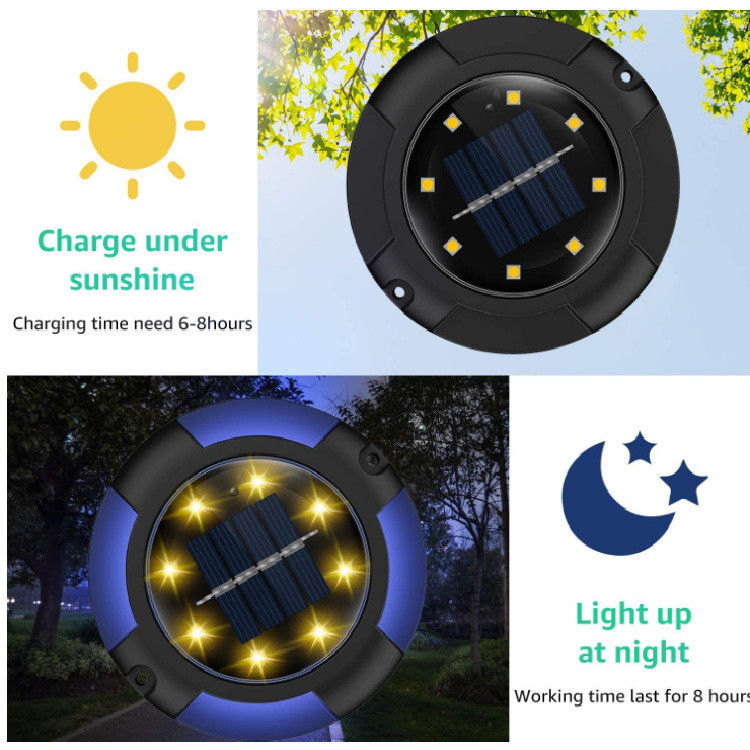 Lumières à disque solaire pour les sentiers de paysage patio jardin extérieur à LED étanche