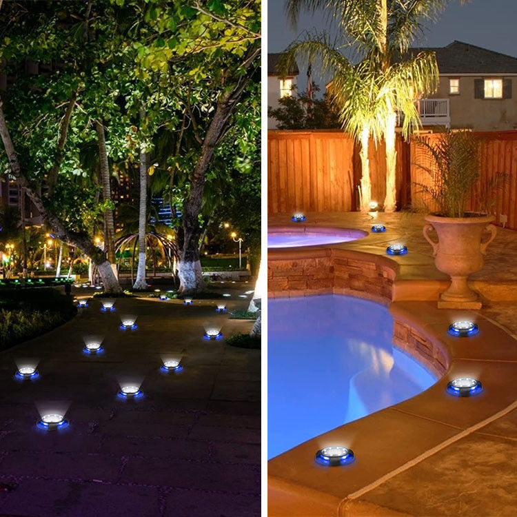 Lumières à disque solaire pour les sentiers de paysage patio jardin extérieur à LED étanche