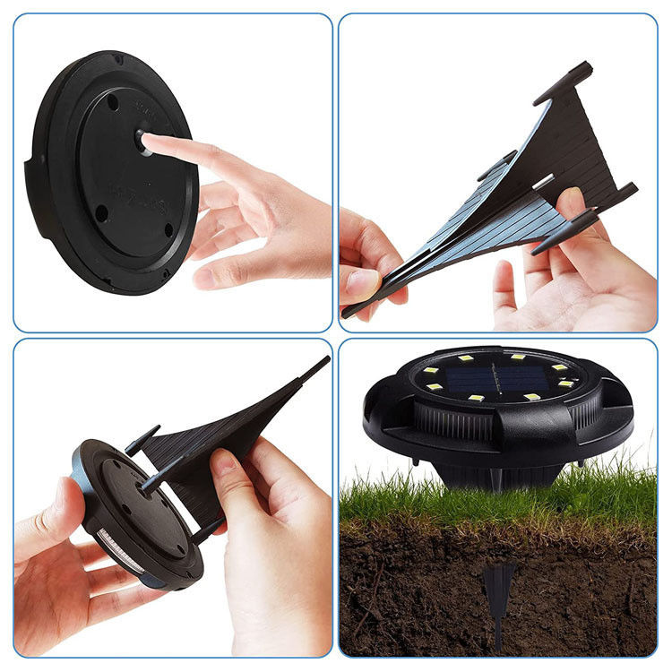 Lumières à disque solaire pour les sentiers de paysage patio jardin extérieur à LED étanche