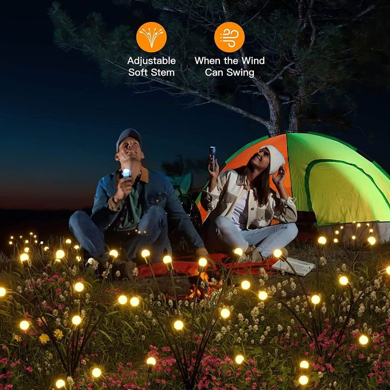 Lumières solaires de jardin à 360° Lumières de lucioles LED pour jardin décor patio Xma