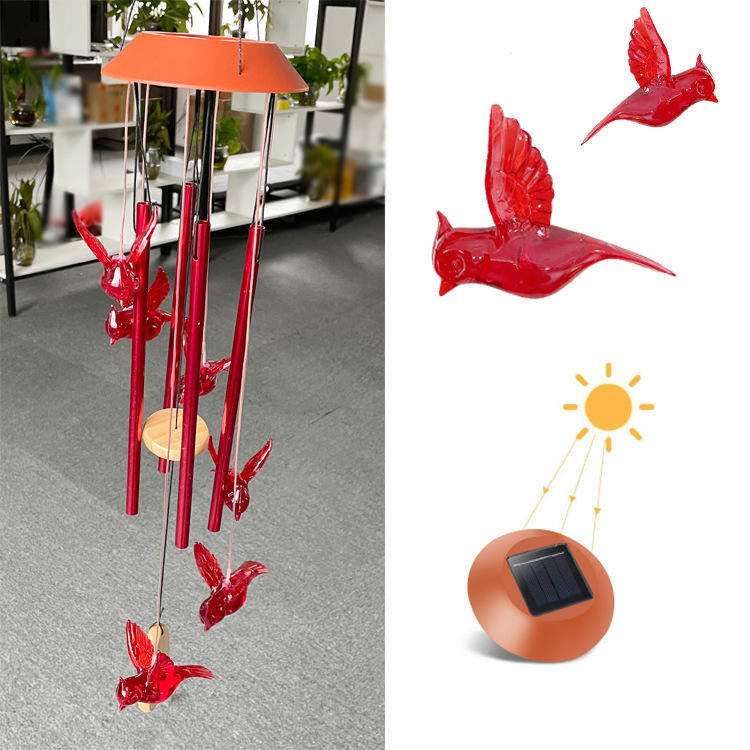 Temps de travail de 10 heures Lampe à cloche à vent de jardin colorée pour la décoration intérieure du colibri