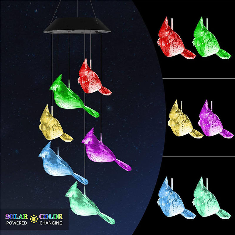 Temps de travail de 10 heures Lampe à cloche à vent de jardin colorée pour la décoration intérieure du colibri