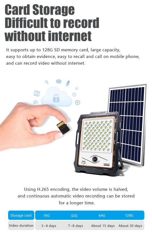 120° Angle de rayon 100 200 300 400watt Lumière solaire avec caméra de cctv
