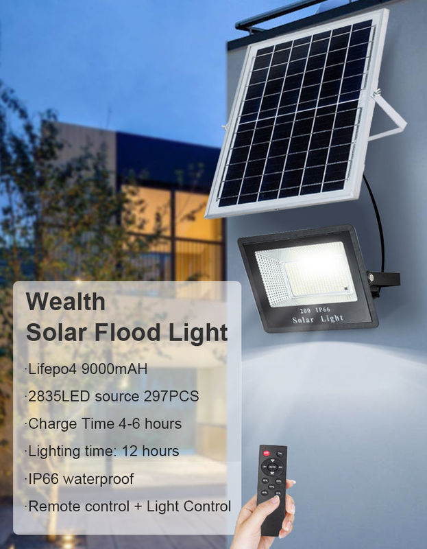 Panneau solaire au silicium polycristallin Lumières d'inondation du crépuscule à l'aube pour lampe de rue du stade