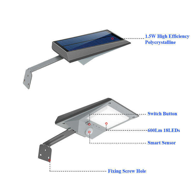 Lumière solaire rechargeable super brillante LED extérieure capteur de mouvement moderne étanche