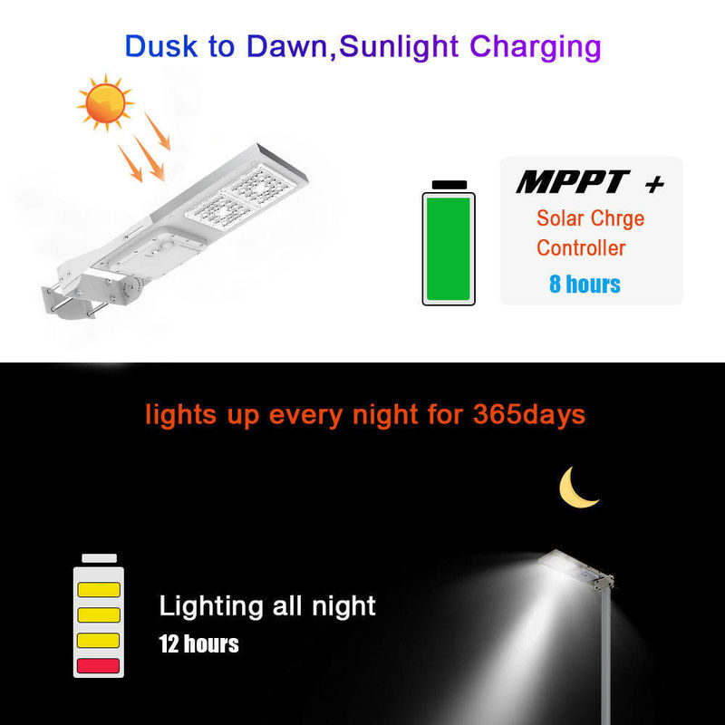 95 Ra haute luminosité lampe de rue à LED solaire 15W 30W tout en un résistant à l'eau extérieur