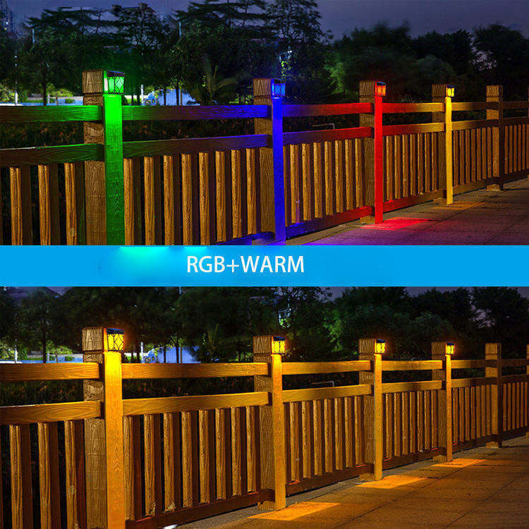 Lampes de clôture solaire RGB couleur étanche à l'eau extérieure lampe solaire pour extérieur IP65 40000 heures